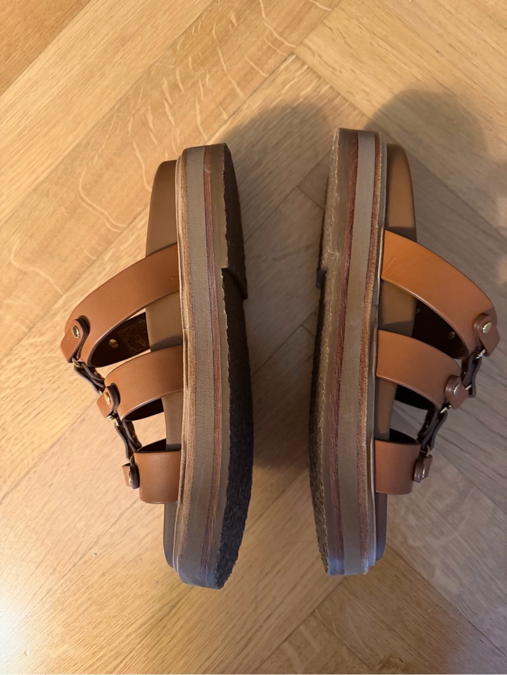 Celine Tan Brown Triple-Strap Logo Slide Sandals. Brand new! - Picture 2 of 3